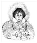 Portrait of Ginny, original graphite drawing of an Inuit Girl from Churchill, Manitoba, Canada by Eugenia Talbott