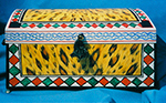 Hand Painted Leopard Box by Eugenia Talbott: original hand painted box in a leopard pattern with African motif, from her collection of one of a kind art, decor and furnishings for the home. Custom orders are gladly accepted.