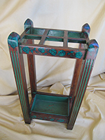 Vintage Umbrella Stand with a hand painted ivy leaf motif. The stand is made of English walnut and has its original drip tray. Custom orders are gladly accepted.