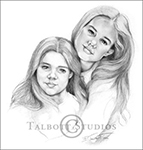 Portrait of Kylee & Whitney, original graphite drawing of the artist's granddaughters by Eugenia Talbott