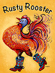 Full color Logo for Rusty Rooster gallery in Wickenburg, AZ by Eugenia Talbott.