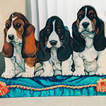 Free standing painting of Basset Hounds, painted on wood